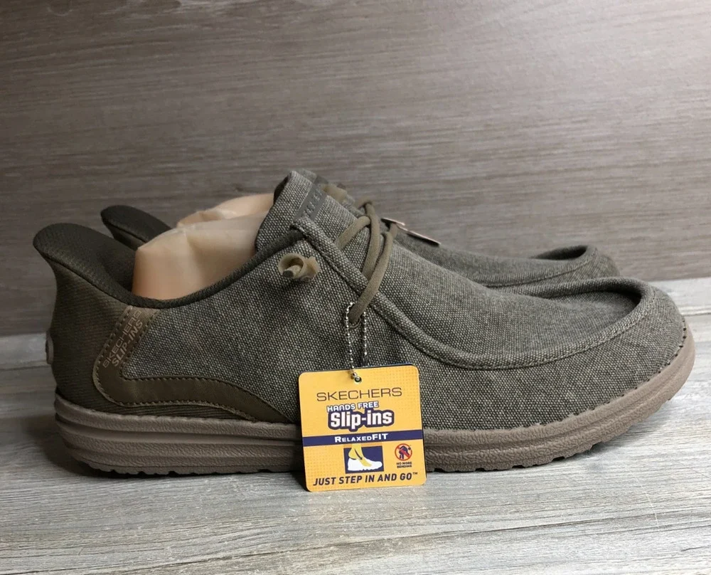 SKECHERS Melson-Coronado Size 11 Khaki Slip-ins Sneaker Shoe Men's